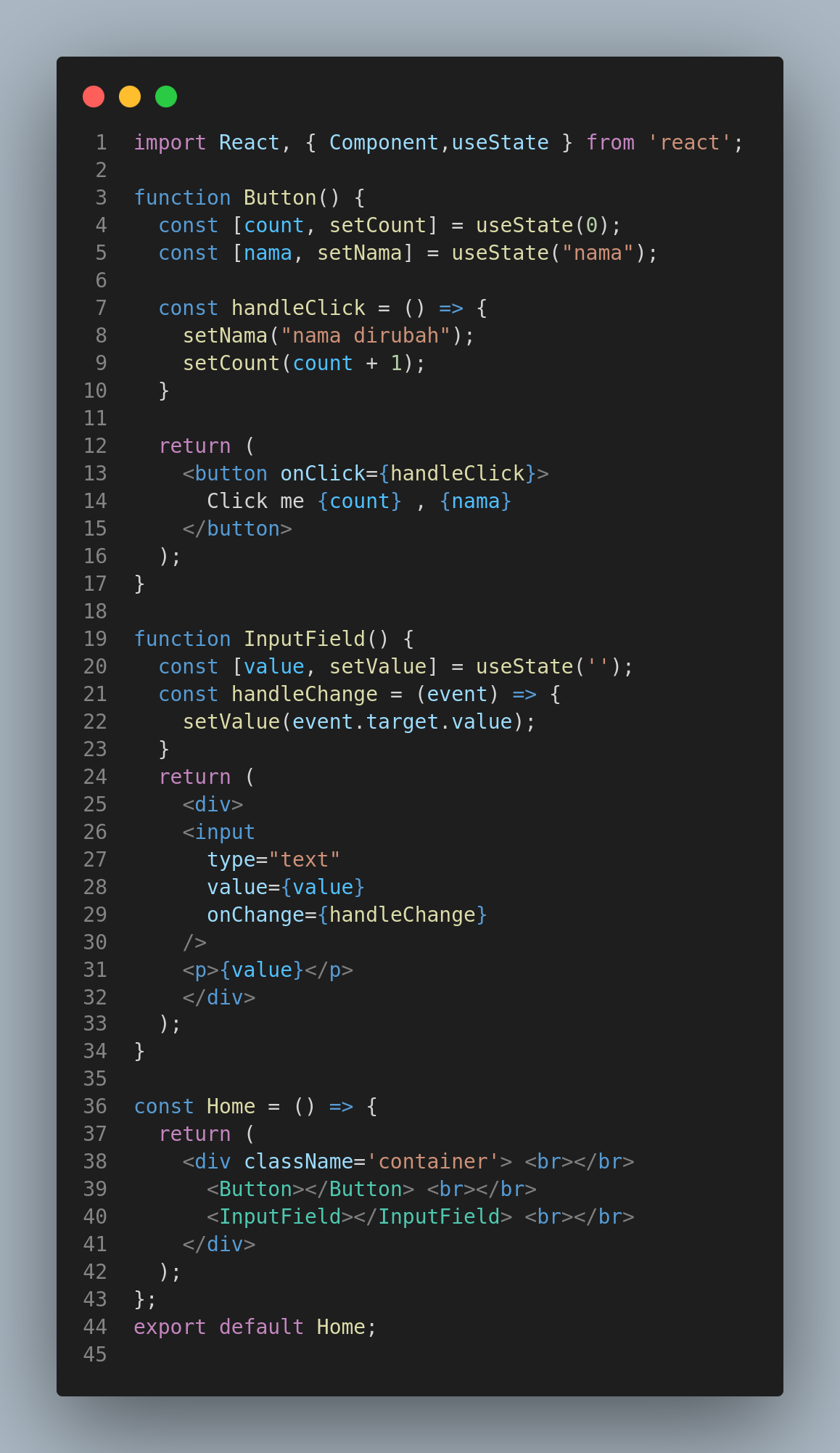 Form input event handler reactJs