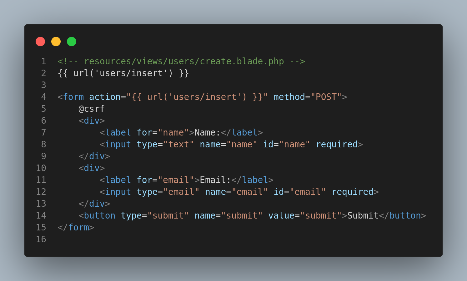 View Laravel untuk melakukan insert data