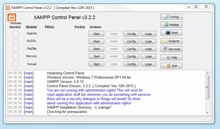 running xampp