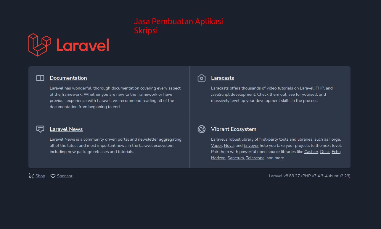 installasi projek skripsi laravel sukses