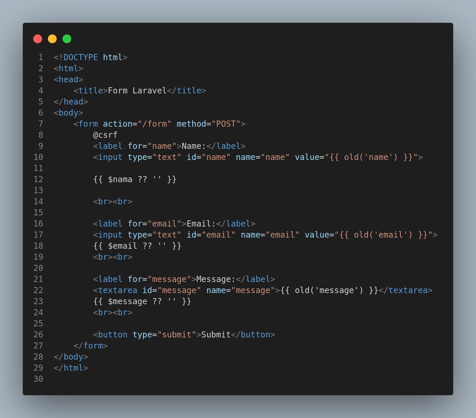 laravel views form