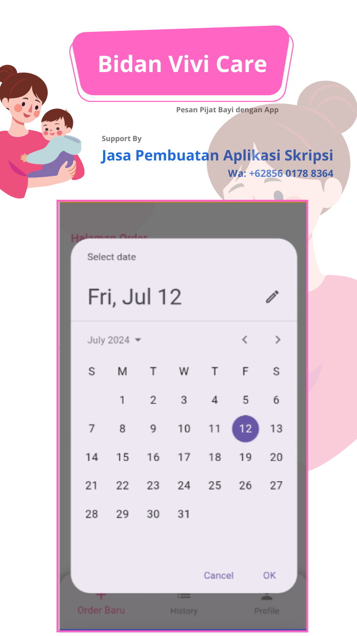 pemilihan tanggal dan hari reservasi