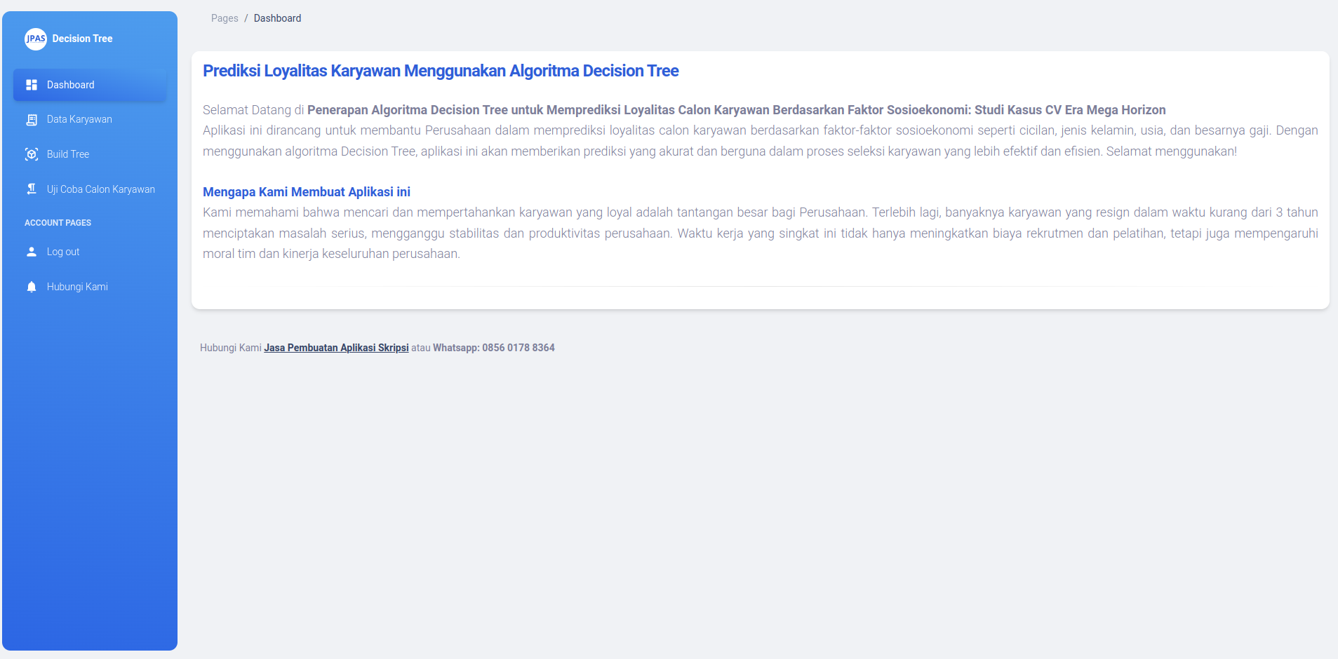 dashboard sistem discision-tree