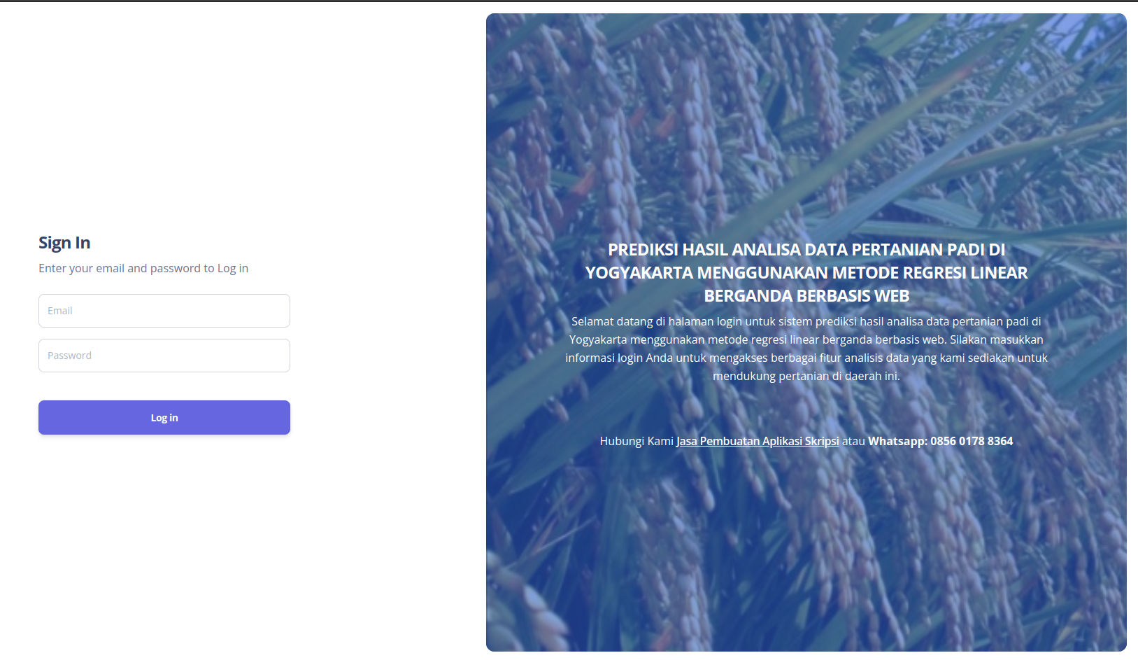 halaman login regresi linier berganda