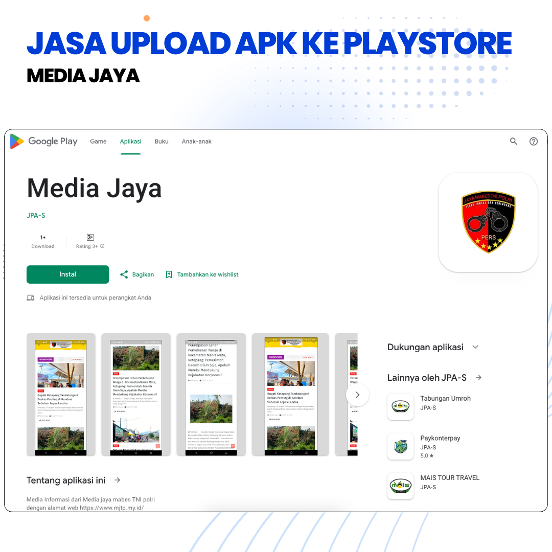 Upload APK Media Jaya ke Playstore
